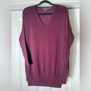 Adrianna Papell~Rich~Plum Purple~V-Neck~High-Low Hem~Knit Sweater/Dress~Size M